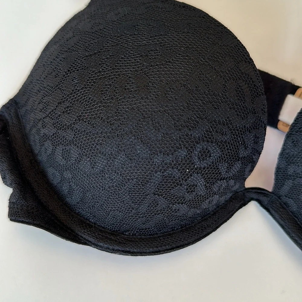 NWT PINK Victoria’s Secret Wear Everywhere Black lace Super Push-up Bra Sz 32B